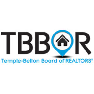 A blue and black logo for the temple-belton board of realtors.