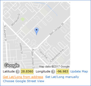 A map of the location of a google street view camera.
