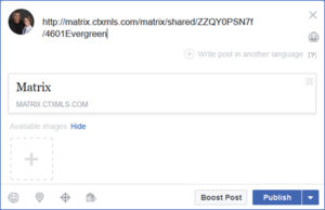 A facebook page with an image of the top of it.